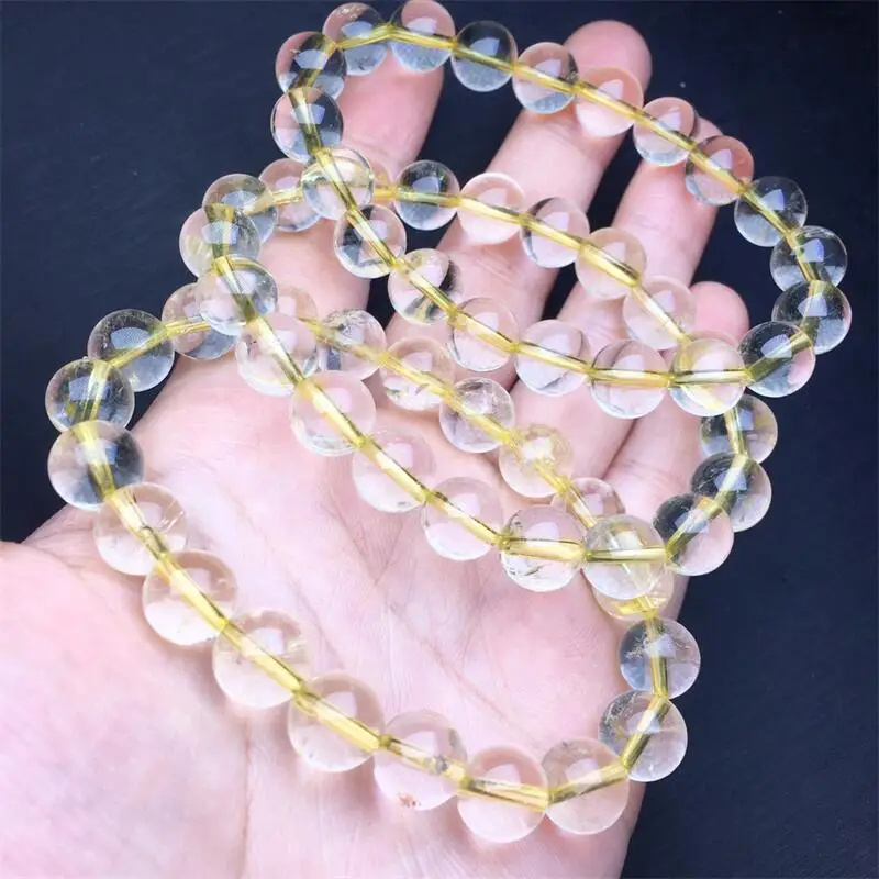 

9.6MM Natural Yellow Citrine Quartz Bracelet Fashion Crystal Jewelry Bangle For Women Healing Fengshui Holiday Gift 1pcs