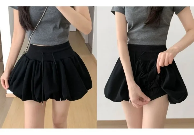 Lässiger, vielseitiger, flauschiger, blütenblütchen-umwickelter Minirock für Damen, Sommer, koreanischer Stil, hohe Taille, schlankmachender A-Linien-Rock – Detail 8