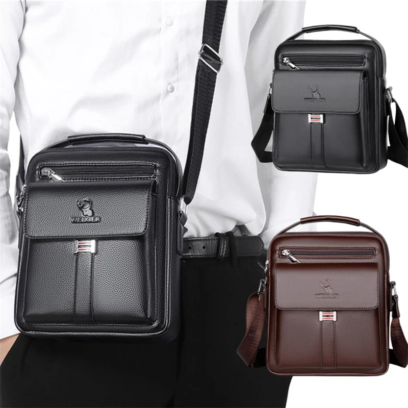 High Quality Men Shoulder Bag Men PU Leather Flaps Men\'s Crossbody Bags Business Flap Male Solid Messenger Bag Travel Bag