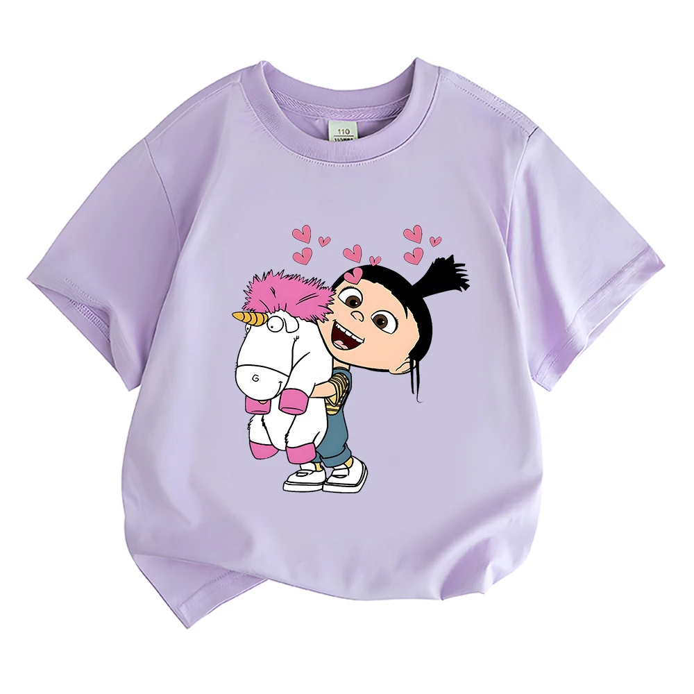 Cartoon Agnes and Unicorn Tshirt Summer T Shirt Kids Harajuku T-shirts for Girls/Boys Short Sleeve Harajuku Loose Gift Clothes image 6