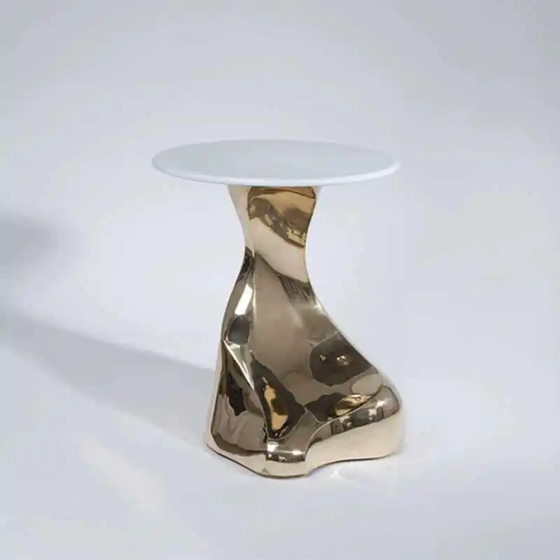 Modern creative design glass sofa edge few Nordic style special-shaped FRP electroplating small coffee table