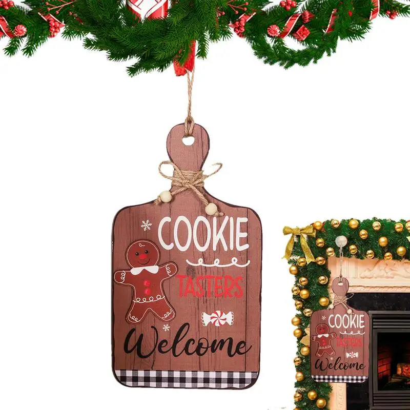 Wooden Christmas Ornaments Gingerbread Christmas Gingerbread Man Wooden Sign Pendant Christmas Decoration Welcome for Front Door