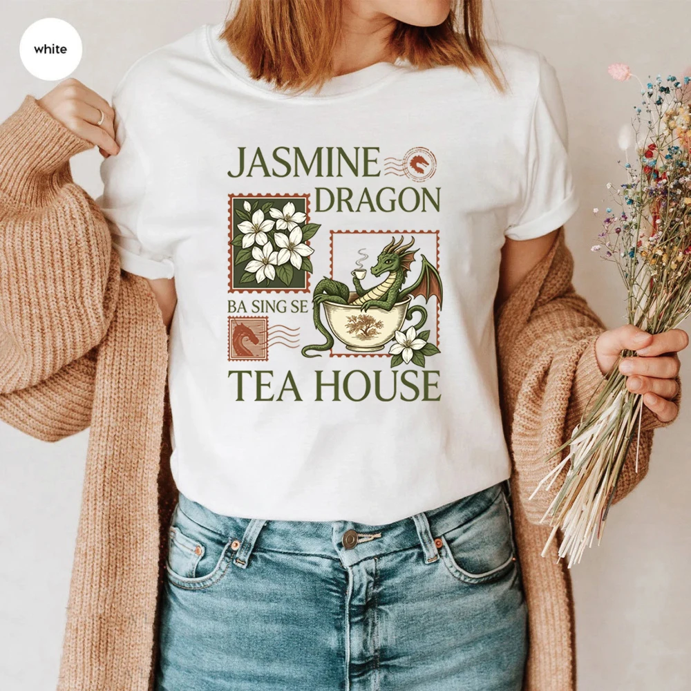 Aesthetic Jasmine Dragon Tea Shop Women's T-shirt Cute Dragon Tshirt Unisex Vintage Anime Shirts Uncle Iroh Inspired Tees Tops