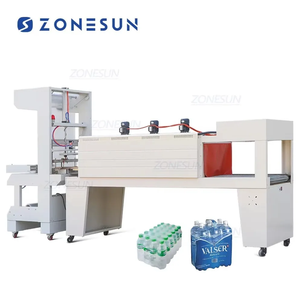 Semi Automatic Beverage Bottle Shrink Wrapping Packing Machine Heat Tunnel Film Cutting for PET Water Bottles