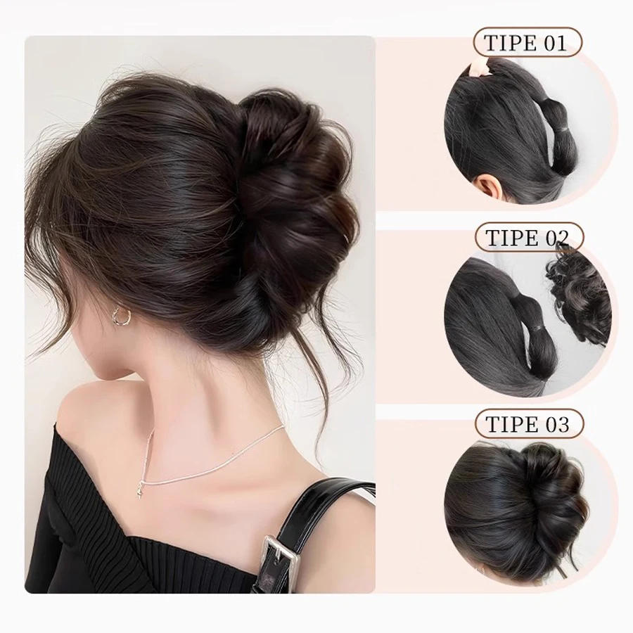 Synthetic chignon with claw  hair bun heat resistant  Hairpiece For Women Scrunchy Clip-on Hair Fake Hair