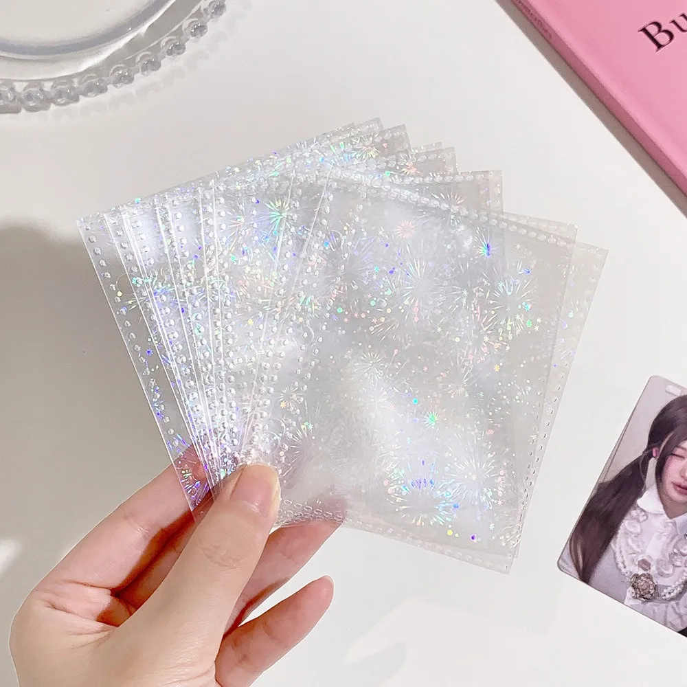 1pc Portable PVC A8 Card Binder Star Glitter Print Loose-leaf Kpop Photocard Holder 3 Inch Photo Album Photo Card Storage