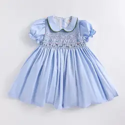 Spanish Lolita Princess Hand-Made Dress Short Sleeve Embroider Birthday Party Easter Eid Dress For Girls Vestidos A121