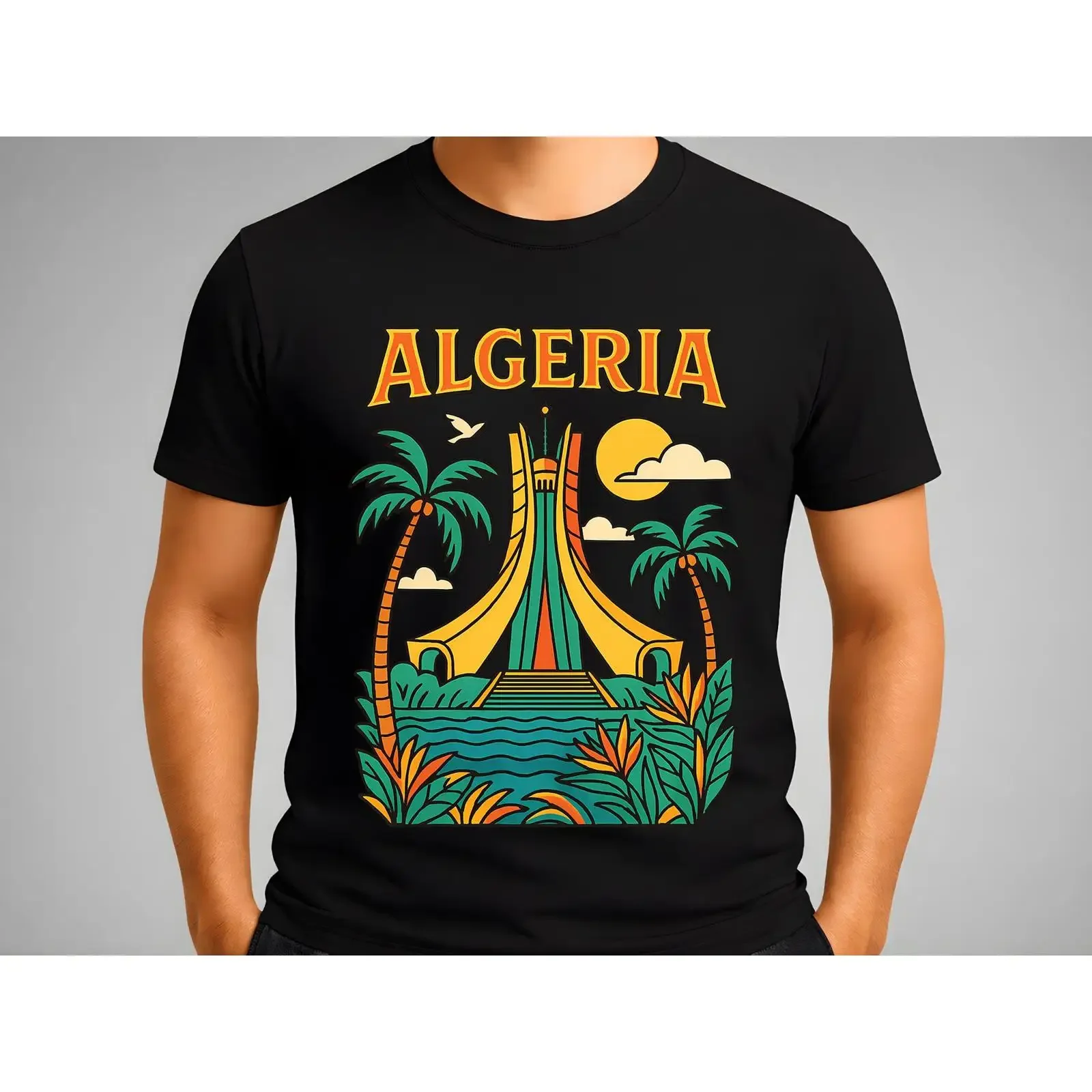 Algeria T shirt DZ Fennec Martyrs' Monument Algiers Algerian Pride Long Live vintage Washed homme fashion Comfortable Unisex
