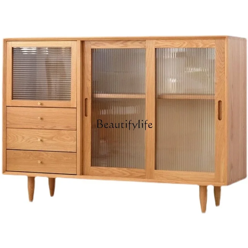 

FG10Nordic Solid Wood Modern Creative Storage Log Storage Multifunctional Sliding Door Cupboard