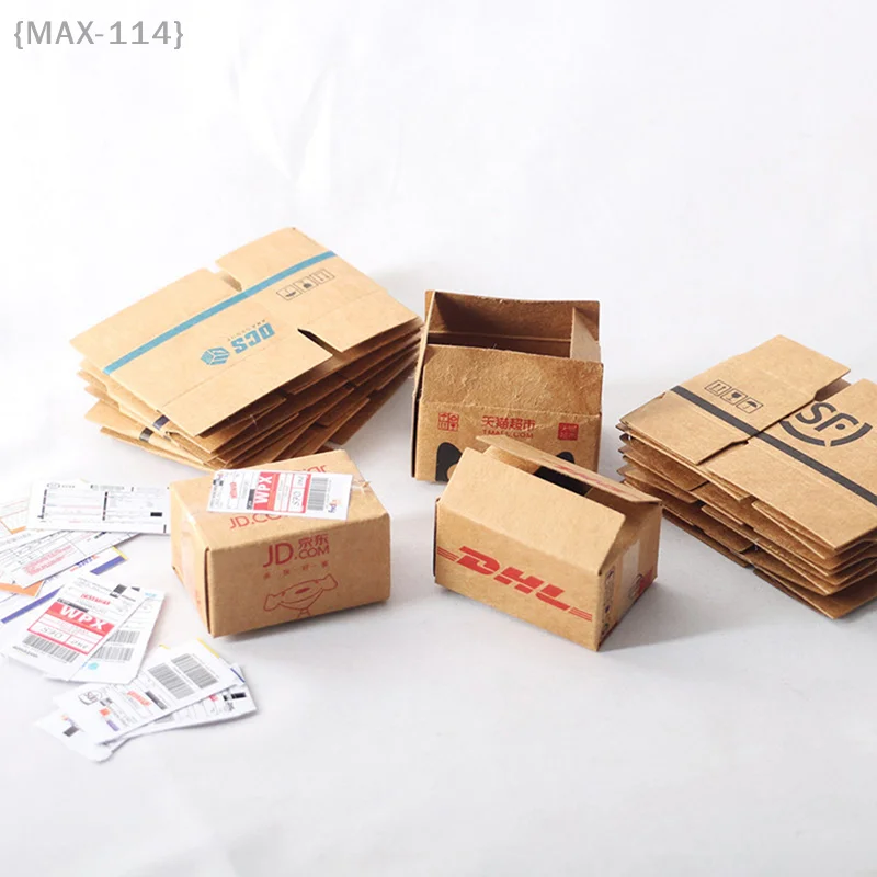 Dollhouse Miniature Express Box 1Set, 1:12 Scale Carton Parcel Model for Decor Toy, Realistic Scene Accessory