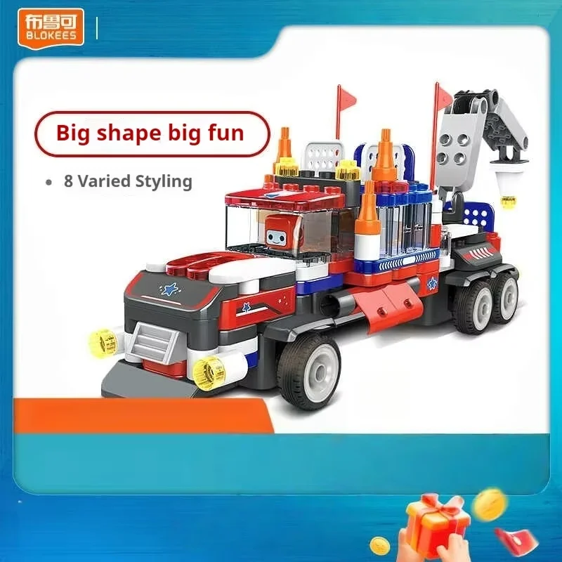 

High Quality Blokees Big Particle Building Blocks Truck Heavy Duty Toy Vehicle Boys Changeable Assembly Plaything Model Car Toy