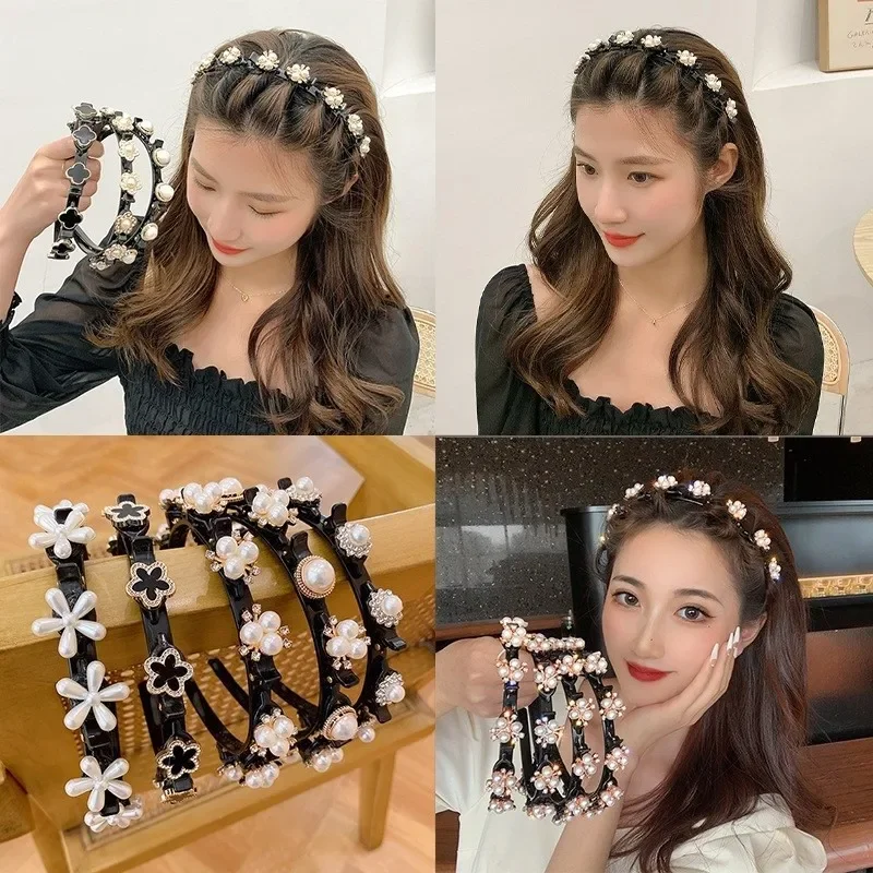 Alice Pearls Elegant Hairbands Men Women Sports Headband Double Bangs Hairstyle Make Up Hairpins Fashion Hair Accessories