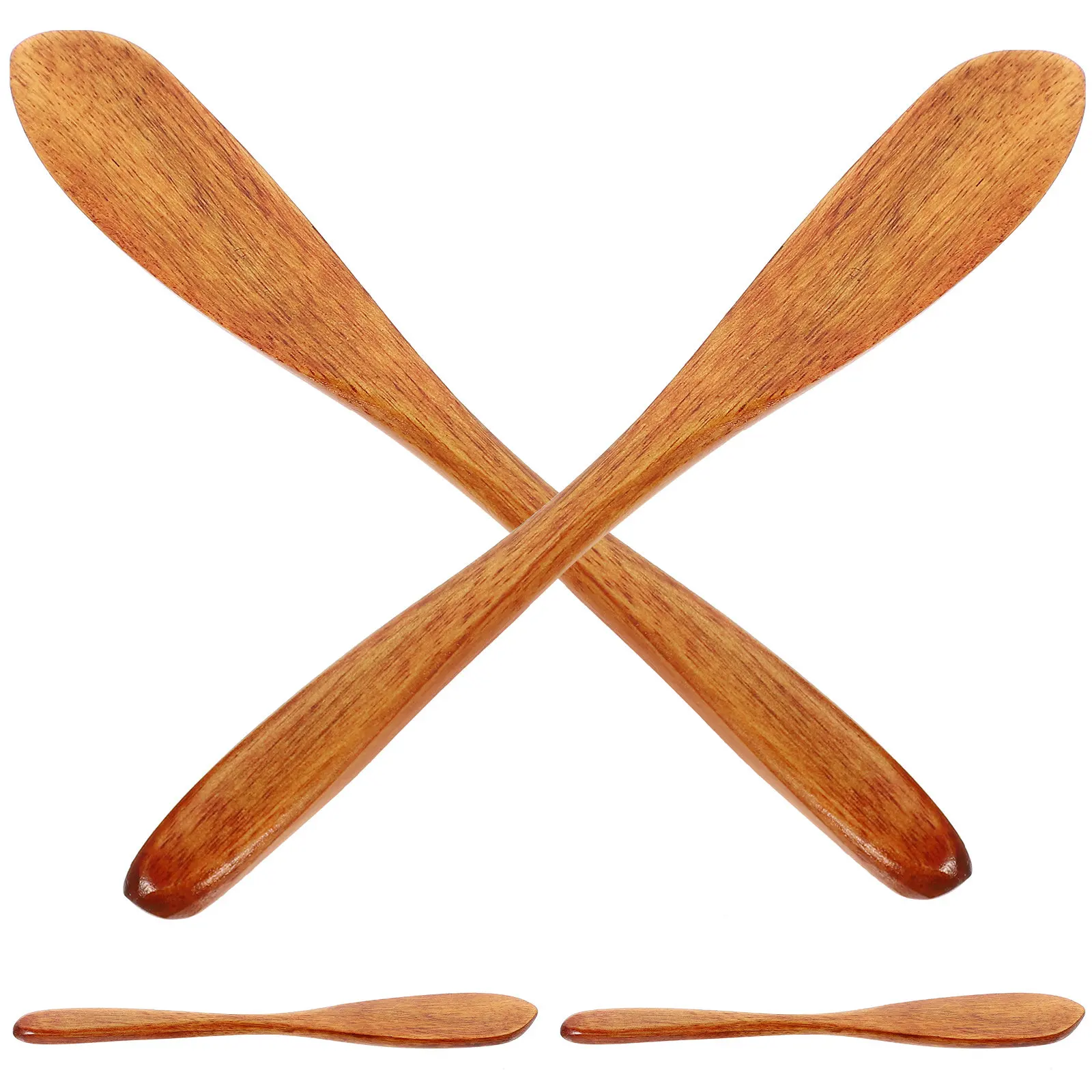 4Pcs Wooden Butter Knives Non Slip Handle Jam Spreader Cream Knife for Butter Peanut Cream Mustard Mayonnaise Jam Spreading