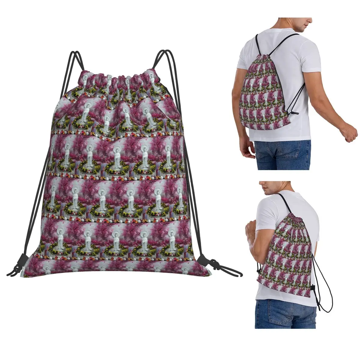 Sacs à dos Quan The Am, déesse de la miséricorde et de la compassion, sacs à cordon de serrage à la mode, sacs à chaussures, sacs à livres pour homme et femme, pour l'école