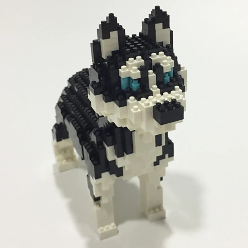 Stand Huisdier Pop Model Diy Mini Diamant Blokken Bakstenen Gebouw Dier Wereld Siberische Husky Hond Speelgoed Voor Kinderen