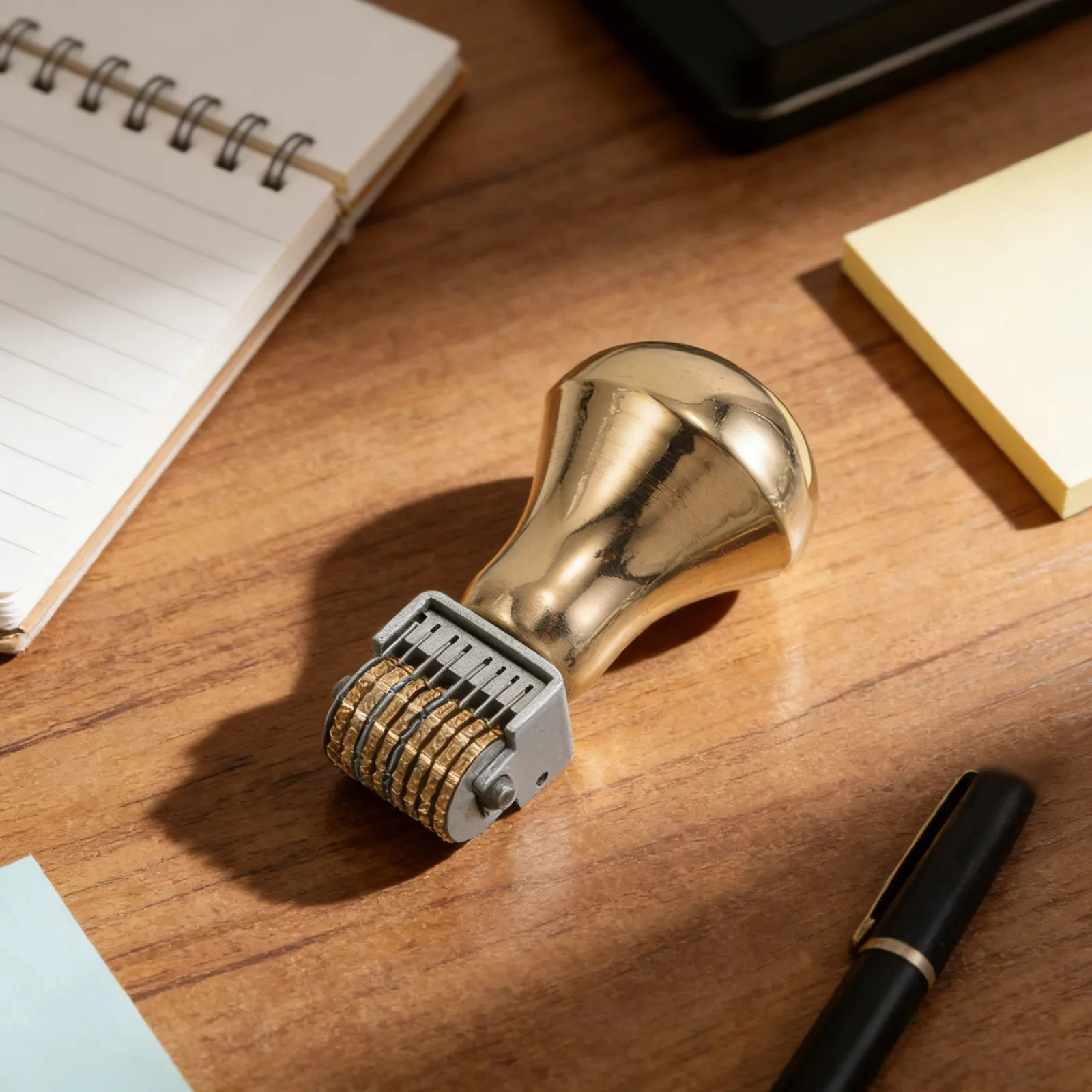 Adjustable Date Stamper Rotary Metal Date Stamp With Copper Handle Vintage Handheld Number Stamp For Scrapbooking Office Library