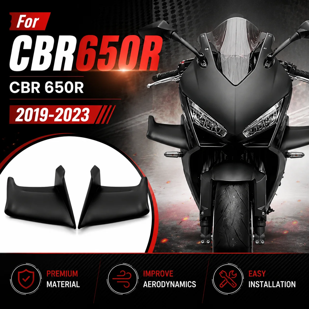Motorcycle Accessories Fairing Parts Fixed Wind Wing Aerodynamic Winglet Side Wing Spoiler For Honda CBR650R CBR 650R 2024-2025