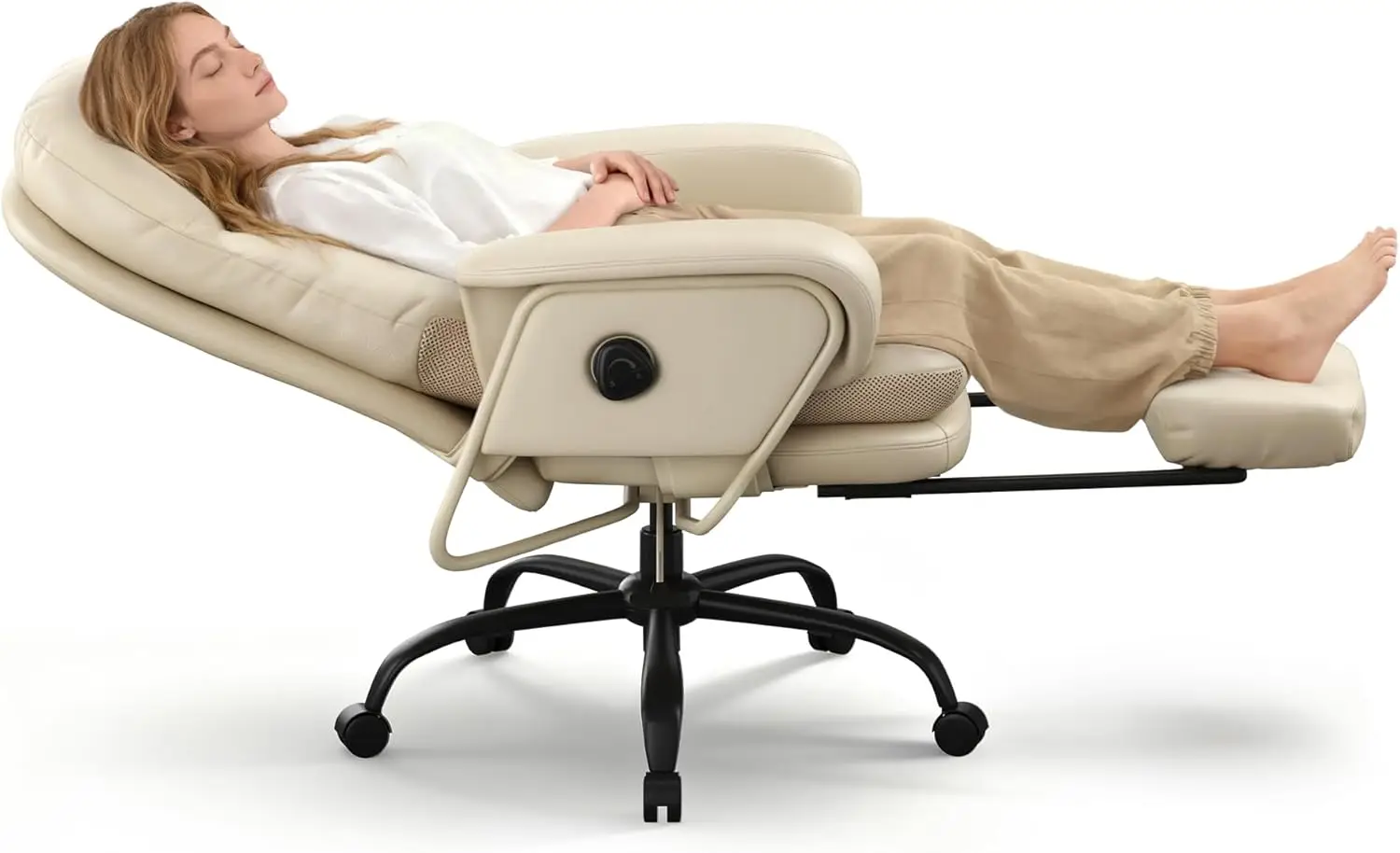 

Office Chair with Footrest High Back Computer Desk Chairs Indoor Lounge Chair with Wheels 90-165° Reclining Lumbar Support