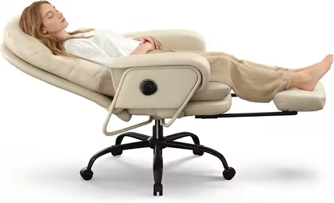 Office Chair with Footrest High Back Computer Desk Chairs Indoor Lounge Chair with Wheels 90-165° Reclining Lumbar Support