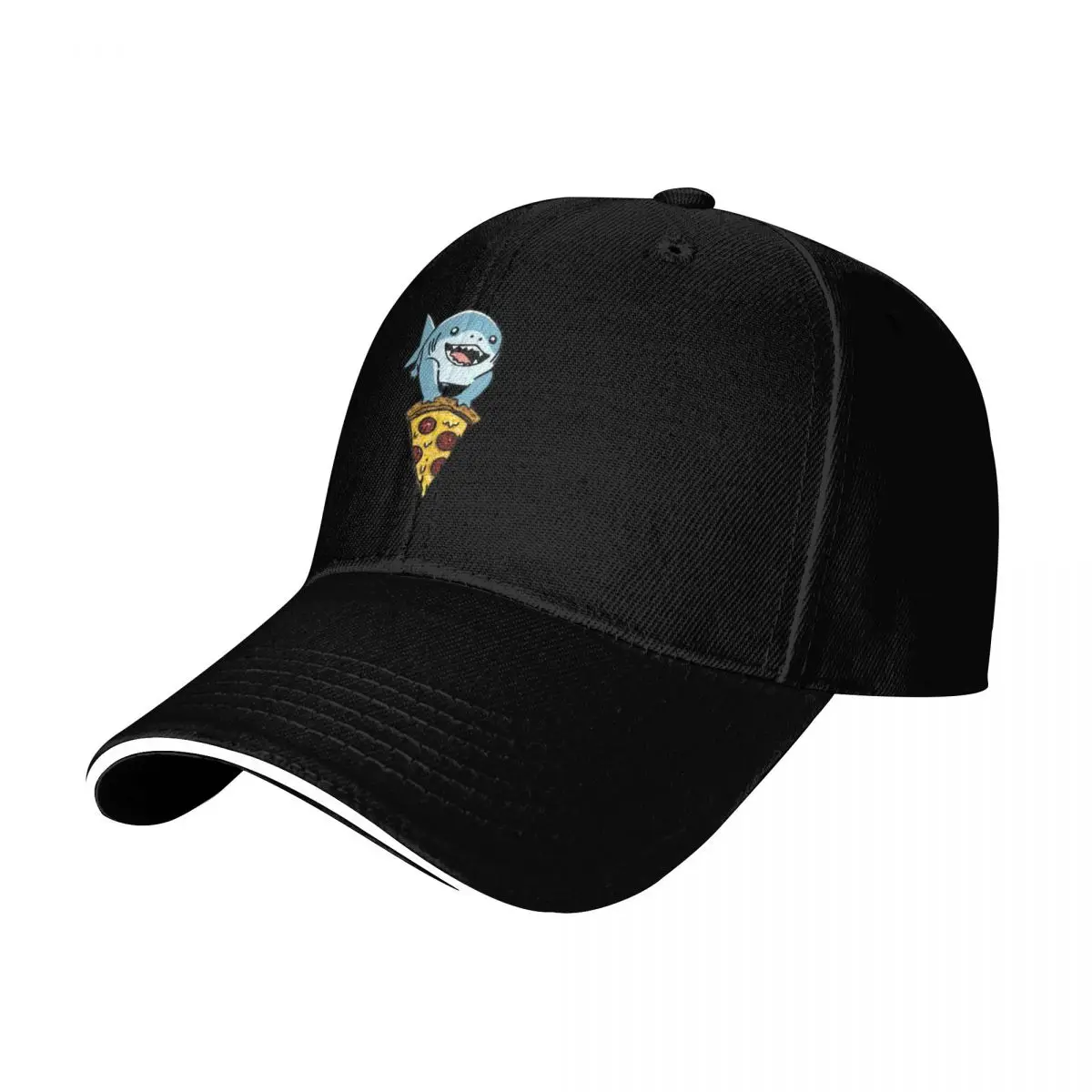 Jeff the Landshark Holding a Pizza Baseball Cap Vintage Retro Embroidered Lightweight Packable Gift for Him Her
