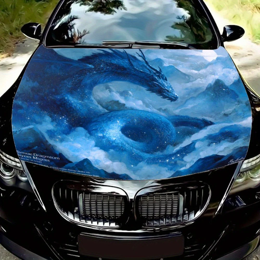 

Blue Star Dragon Car Hood Sticker - Self-Adhesive Vinyl, Waterproof & Scratch-Resistant, Fits Most Car Models, Perfect Gift For