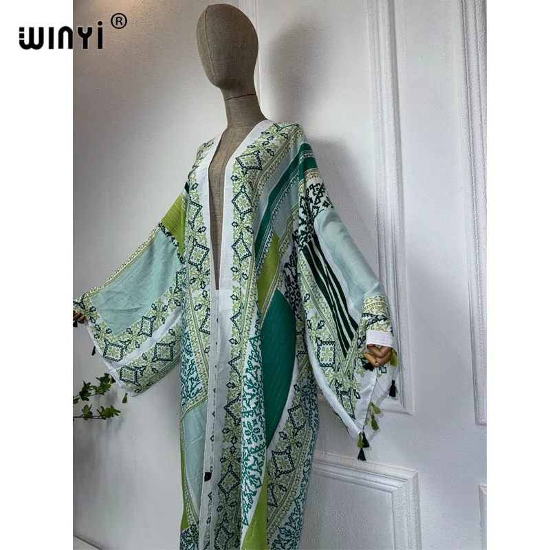 WINYI 2024 europa letnie sukienka boho plażowe eleganckie afrykański sweter damski przyjęcie świąteczne bez rozmiaru Kimono dla kobiet