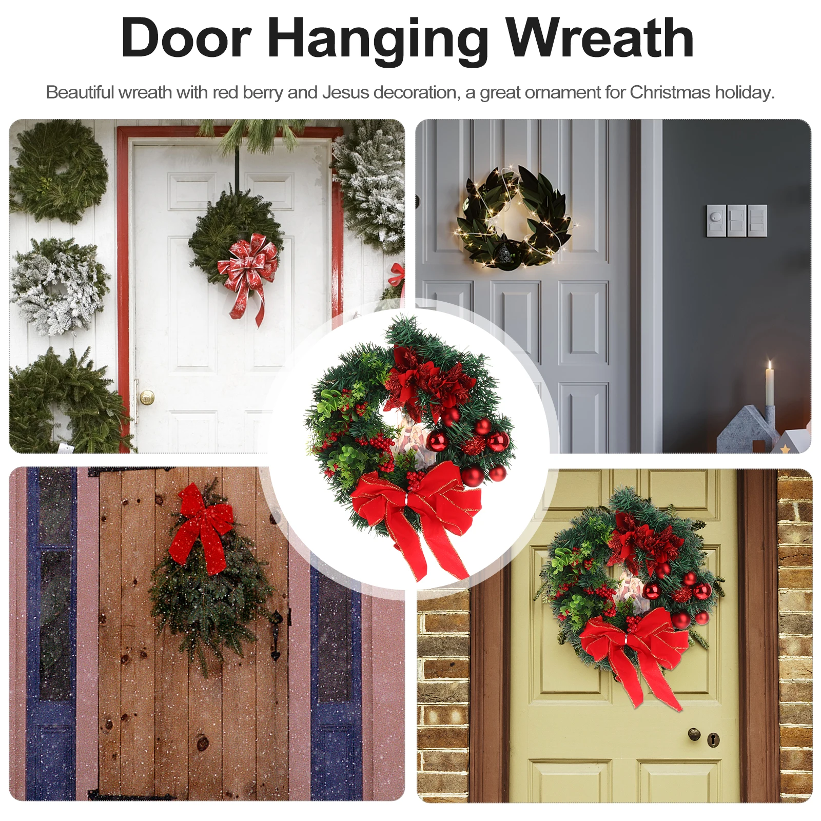 

Door Jesus' Garland Hanging Xmas Pendant Wreath for Front Christmas Wreaths Ornaments