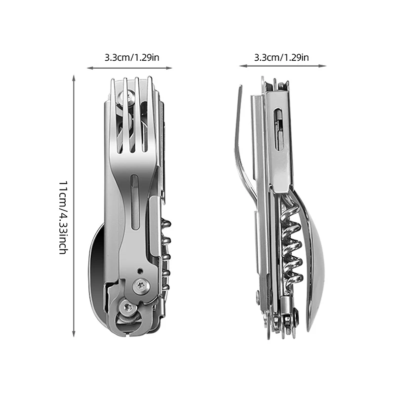 Multifunctional tableware Portable Stainless Steel Rope Knife Card Outdoor Survival Camping Accessories Tool With Saw All In One