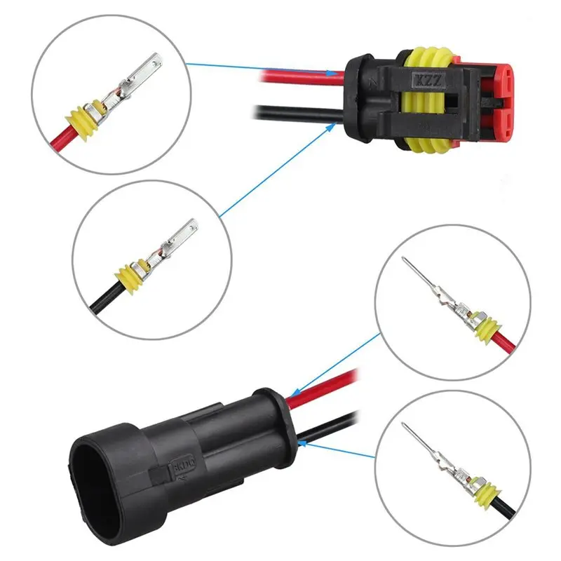 【CUSTOMER FAVORITE】20 Pair 2 Pin Way Waterproof Electrical Wire Connector Plug Set Car Connectors With Cable For Motorcycle, Sco