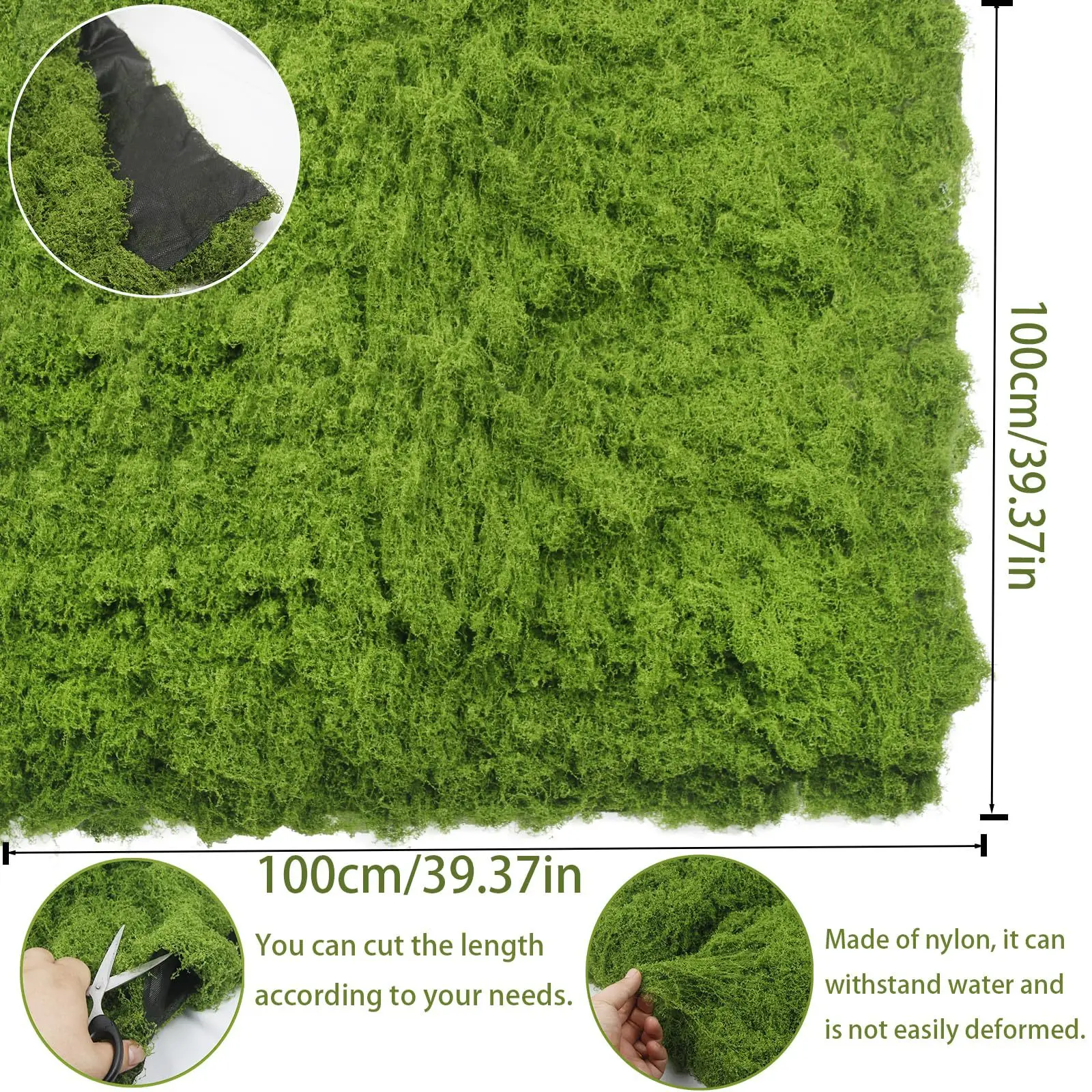50X50cm Kunstrasen Teppich Gefälschte Moos Rasen Garten Landschaft Rasen Rolle 100X100cm Festival Hochzeit Dekoration Im Freien Matte Teppich – Detail 2