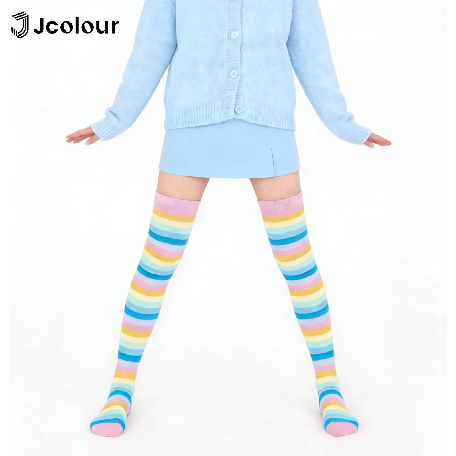 Meia Calça 7/8 Feminina com Design Arco-Íris Colorido