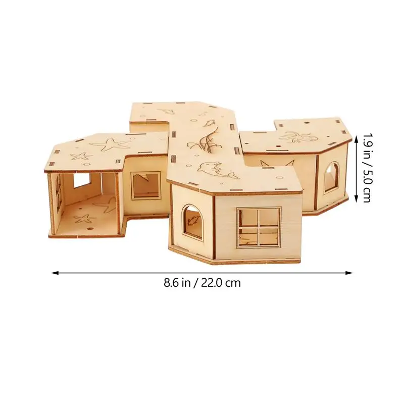 Hamster Toy Tunnel Maze Pet House Hideoutanimal Wooden Tunnels Castle Labyrinth Tube Supplies Gerbil Tubes Chew Hideaway Wood