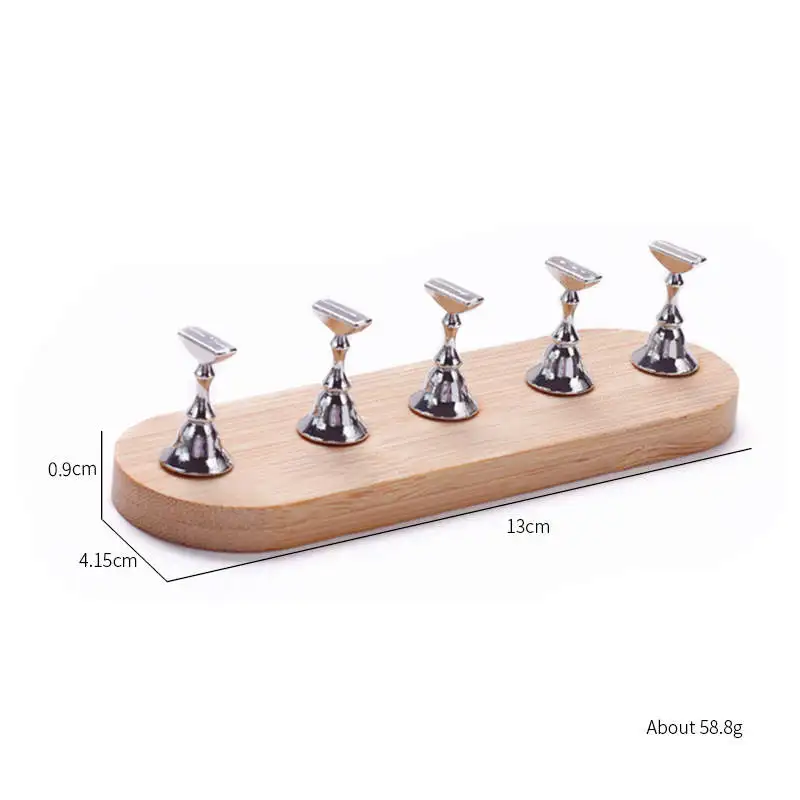 5pcs False Nail Tips Practice Wooden Magnetic Holder Manicure UV Gel Polish Display Stand Press on Nails Art Gel Shelf Tools