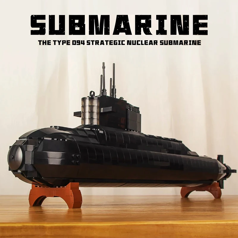 

Military The Type 094 Strategic Nuclear Submarine Building Blocks Destroyer Ship Bricks WW2 Soldier Weapon Kid Toys With LED MOC