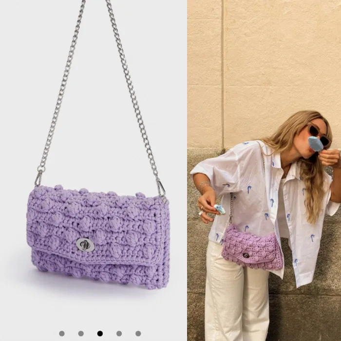 Fashion Cotton Woven Tote Crossbody Bags for Women 2022 Crochet Hand-woven Messenger Bag Chains Lock Shoulder Bag Females