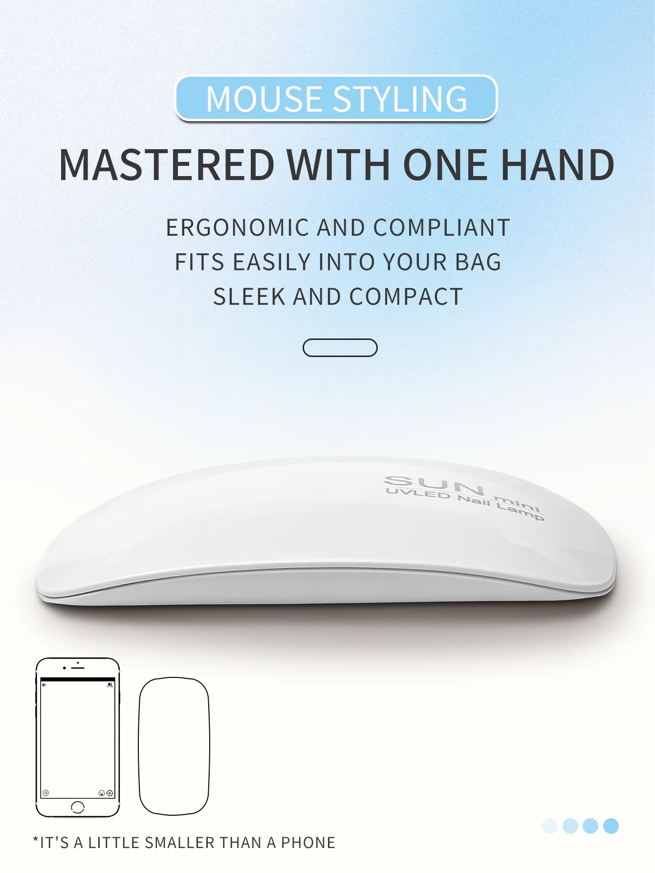 1 قطعة 6 حبيبات مصباح مستديرة متفاوتة الأحجام الأبيض/الوردي ماوس صغير مسمار مصباح ماكينة تجفيف الأظافر UV/LED LampPortable مايكرو USB كابل إمداد الطاقة الاستخدام المنزلي