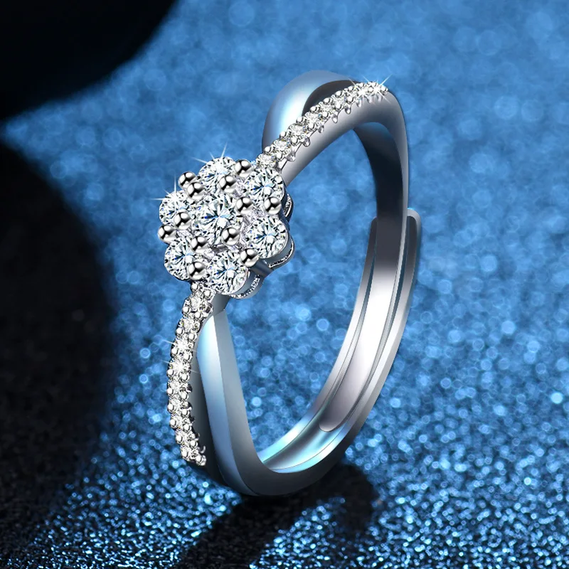 925 Sterling Sliver Rings Shining Zircon punk for Women Wedding Engagement Jewelry Fashion Gift High Quality