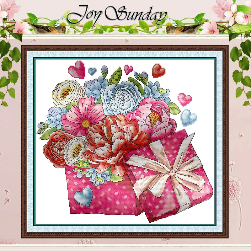 

Цветочная подарочная коробка, узоры, набор для вышивки крестом, сделай сам, ручная работа, 11CT, 14CT, 16CT, штампованный DMC, набор для вышивки крестом, вышивка, рукоделие