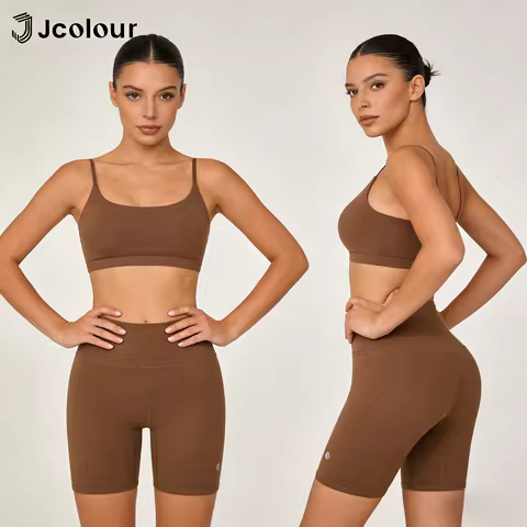 Conjunto yoga feminino sem costura,Conjuntos fitness,Tecido opaco poliamida，sutiã esportivo, shorts，Corrida, treino yoga