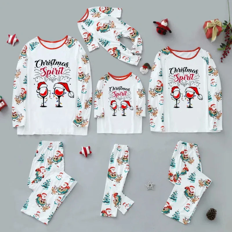 Christmas Pajamas Sets Deer Print Sleepwear for Sleeping Exported from Europe and America Christmas Family Loungewear