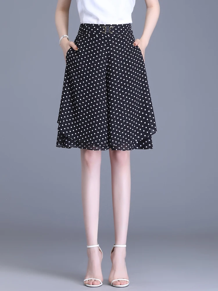 ZUZK Women Cool Short Pants Skirt  Summer Loose Elastic High Waist Casual  Vintage Elegant Fashion Wide Leg Short Trousers