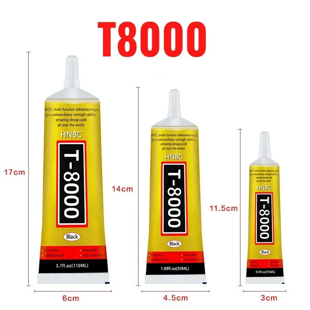 T8000 Soft Anti-Vibration Electronic Components Glue Clear Contact Phone Repair Adhesive with Precision Applicator 15/50/110 ML