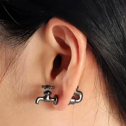 Industrial Punk Water Faucet Shape Stud Earrings For Men Women Gothic Piercing Earring Personality Halloween Fashion Jewelry