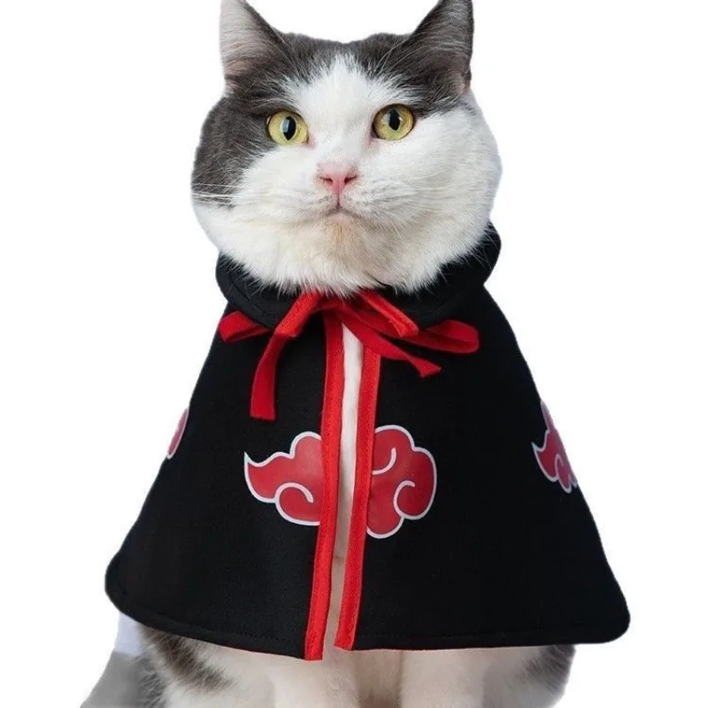 Disfraz de Gato con Nube Roja de la Organización Akatsuki de Naruto, Capa para Perro, Disfraz de Ninja para Mascotas Pequeñas