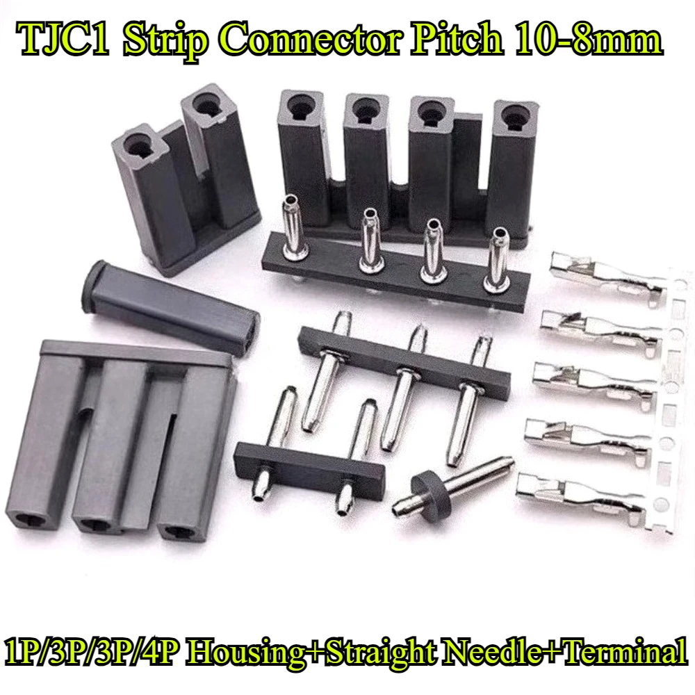 40/60/100/200Pcs/lot TJC1 Strip Connector Pitch 10-8mm Housing 1P/2P/3P/4P Straight Needle 1P/2P/3P/4P Terminal Connector