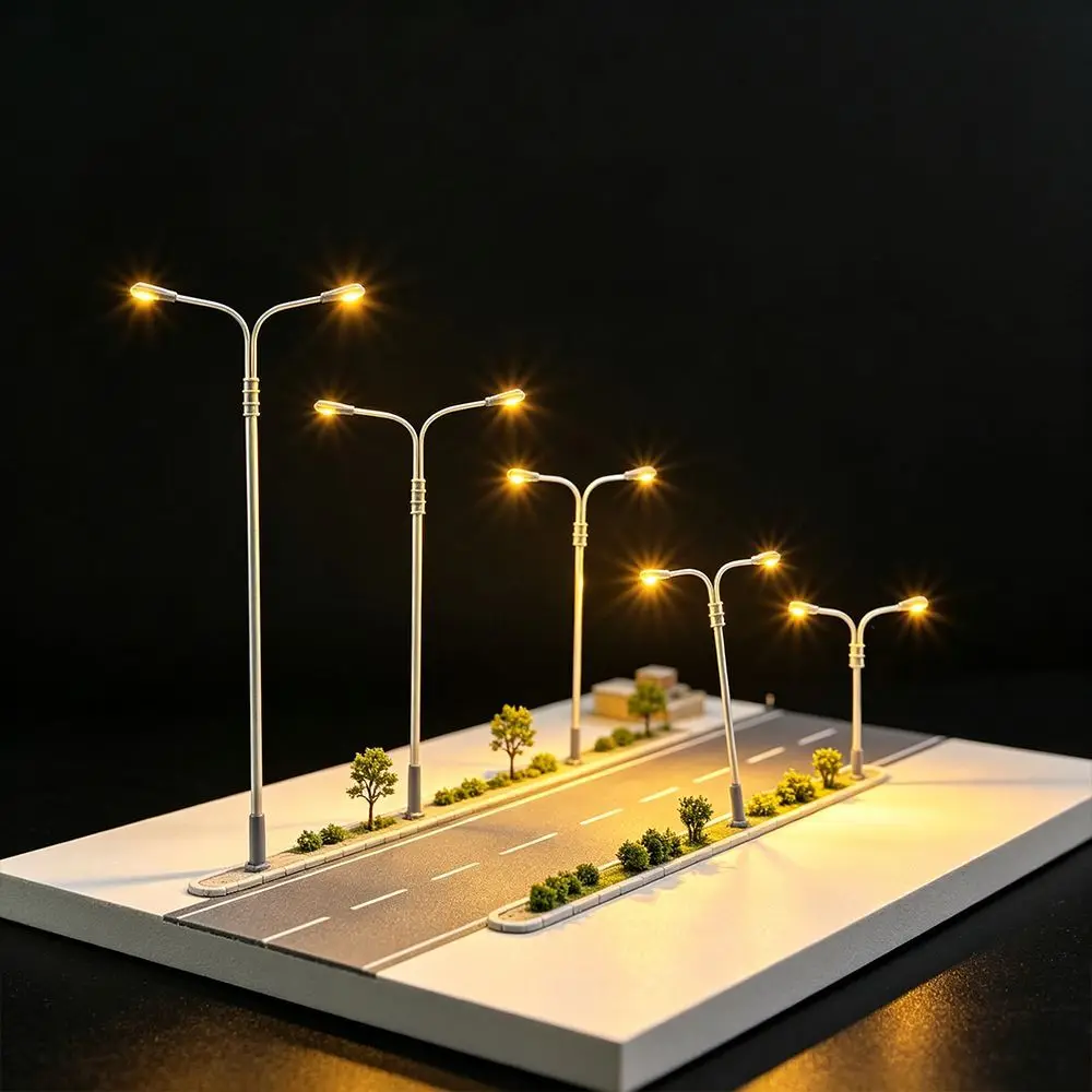 Architectural Miniature light ledMiniature Street Lamppost Model Metal For HO Train Building Scene Layout Diorama Materials Kits