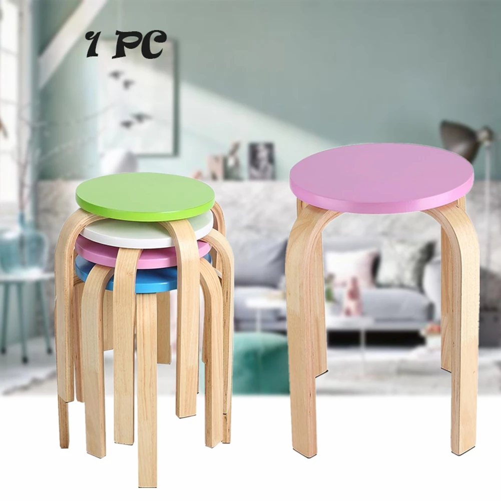 Anti-Slip Bent Wood Stacking Stool Candy Color Home Furniture Kids Room Decor Bentwood Stool Home Stool Wooden Stool Stool