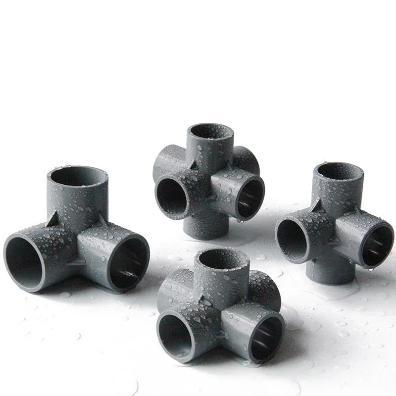 Inside Diameter 20mm-40mm 3-way/4-way/5-way Three-Dimensional PVC Connectors Water Supply Pipe Fittings Equal Plastic Tee Tubes