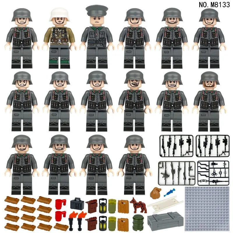 Deutsche Soldaten, Sanitäter, Tragen, Tragbahnen, zusammengebautes Spielzeug, Puppen, Zeichentrickfiguren, Mini-Figuren, Geburtstagsgeschenke. – Detail 5