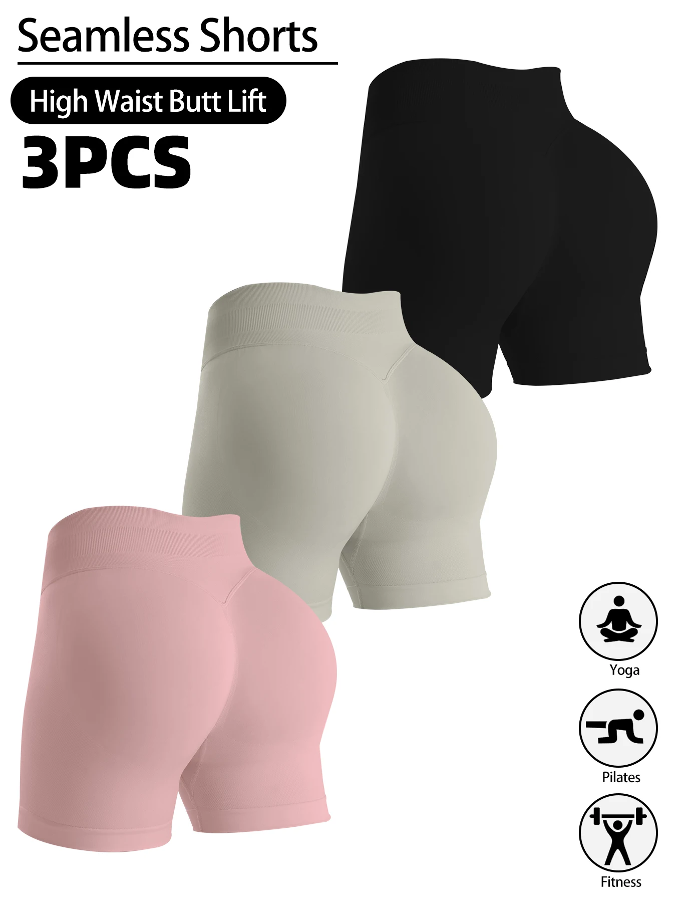 

3PCS Summer High Waisted Yoga Shorts For Women Fashionable and Sexy Running Fitness Pants Yoga Leggings Elastic Tights